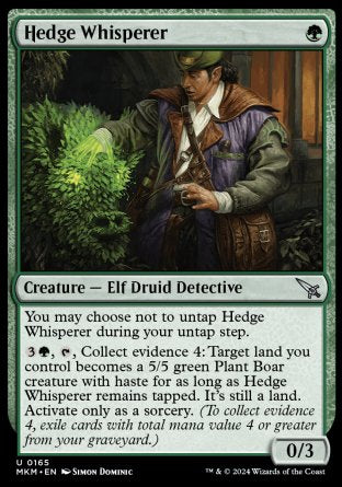 (165) Magic The Gathering Murders at Karlov Manor Single: Hedge Whisperer Uncommon