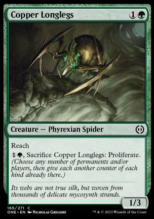 (165) Magic The Gathering Phyrexia: All Will Be One Single: Copper Longlegs Holo Common