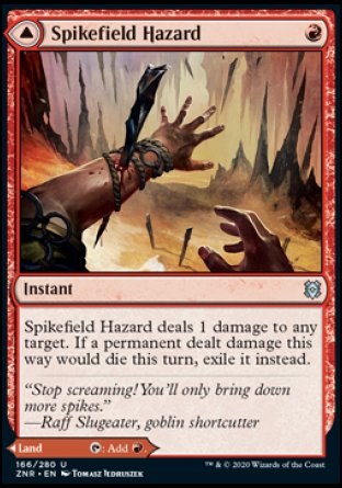 (166/280) Magic The Gathering Zendikar Rising Single: Spikefield Hazard // Spikefield Cave Holo Uncommon