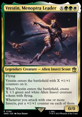 (166) Magic The Gathering Universes Beyond: Doctor Who Single: Vrestin, Menoptra Leader Holo Rare