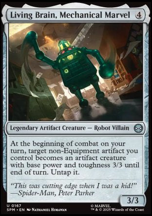 (167) Magic The Gathering Magic: The Gathering | Marvel's Spider-Man Single: Living Brain, Mechanical Marvel Holo Uncommon