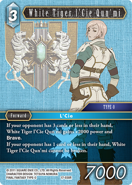 (038) Final Fantasy TCG Rebellion's Call Single: White Tiger l'Cie Qun'mi (17-038) Holo Rare