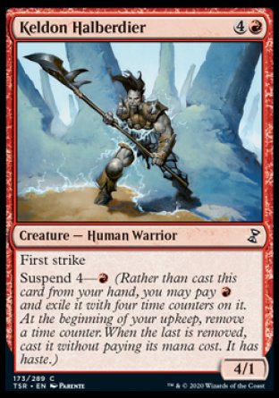 (173/289) Magic The Gathering Time Spiral Remastered Single: Keldon Halberdier Holo Common