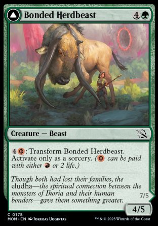 (178) Magic The Gathering March of the Machine Single: Bonded Herdbeast // Plated Kilnbeast Holo Common