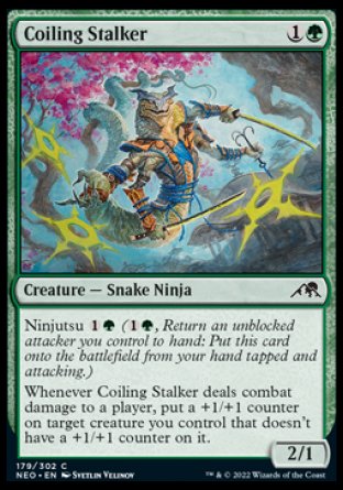 (179) Magic The Gathering Kamigawa: Neon Dynasty Single: Coiling Stalker Holo Common