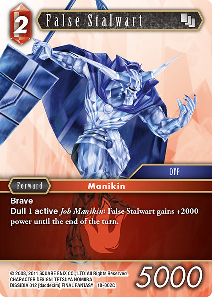 (002) Final Fantasy TCG Resurgence of Power Single: False Stalwart (18-002) Holo Common