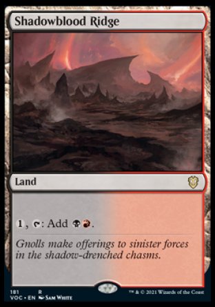 (181) Magic The Gathering Commander: Innistrad: Crimson Vow Single: Shadowblood Ridge Rare