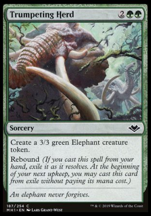 (187/254) Magic The Gathering Modern Horizons Single: Trumpeting Herd Common