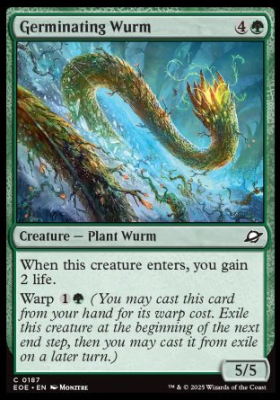 (187) Magic The Gathering Edge of Eternities Single: Germinating Wurm Holo Common