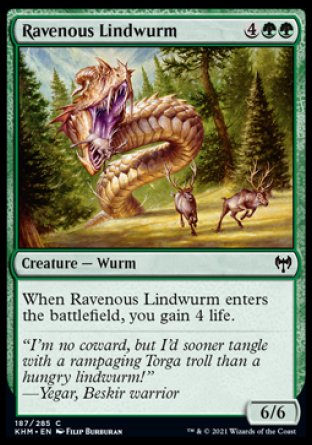 (187/285) Magic The Gathering Kaldheim Single: Ravenous Lindwurm Holo Common