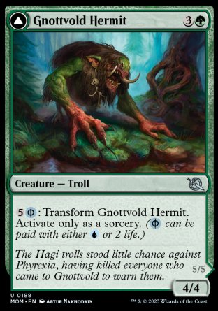 (188) Magic The Gathering March of the Machine Single: Gnottvold Hermit // Chrome Host Hulk Uncommon