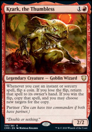 (189/361) Magic The Gathering Commander Legends Single: Krark, the Thumbless Rare