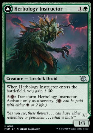 (189) Magic The Gathering March of the Machine Single: Herbology Instructor // Malady Invoker Holo Uncommon