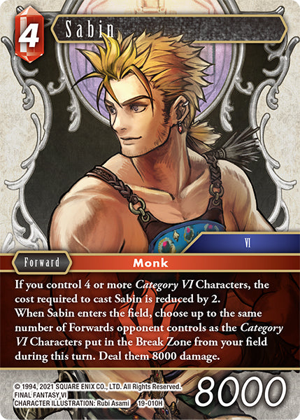 (010) Final Fantasy TCG From Nightmares Single: Sabin (19-010) (V.1) Holo Hero