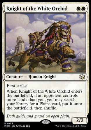 (193) Magic The Gathering Commander: March of the Machine Single: Knight of the White Orchid Rare