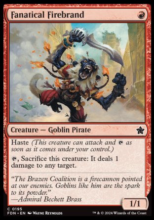 (195) Magic The Gathering Magic: The Gathering Foundations Single: Fanatical Firebrand Common