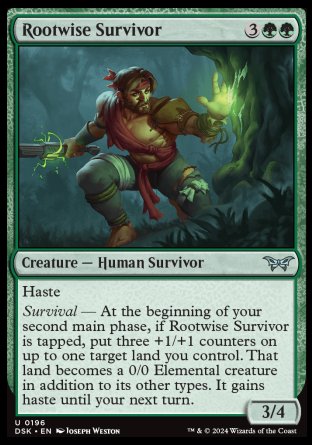 (196) Magic The Gathering Duskmourn: House of Horror Single: Rootwise Survivor Uncommon