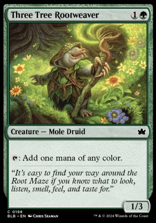(198) Magic The Gathering Bloomburrow Single: Three Tree Rootweaver Holo Common