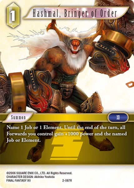 (087) Final Fantasy TCG Opus II Single: Hashmal, Bringer of Order (2-087) Rare