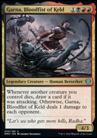 (200) Magic The Gathering Dominaria United Single: Garna, Bloodfist of Keld Holo Uncommon