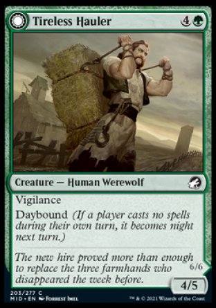 (203) Magic The Gathering Innistrad: Midnight Hunt Single: Tireless Hauler // Dire-Strain Brawler Holo Common