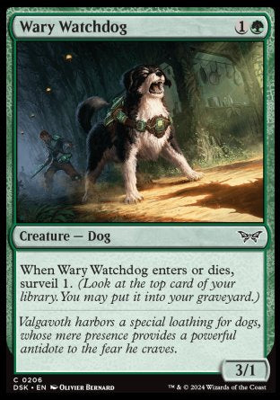(206) Magic The Gathering Duskmourn: House of Horror Single: Wary Watchdog Holo Common