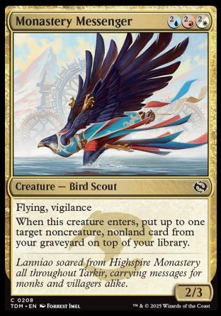 (208) Magic The Gathering Tarkir: Dragonstorm Single: Monastery Messenger Holo Common
