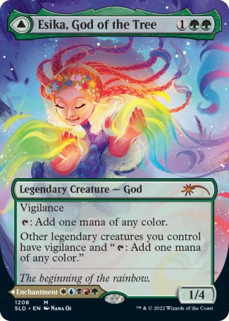 (1208) Magic The Gathering Secret Lair Commander Deck: From Cute to Brute Single: Esika, God of the Tree // The Prismatic Bridge (V.2) Holo Mythic