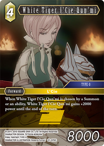 (076) Final Fantasy TCG Beyond Destiny Single: White Tiger l'Cie Qun'mi (21-076) (V.1) Holo Common