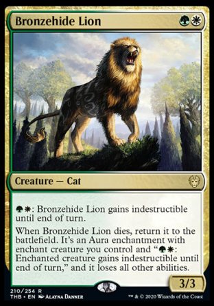 (210/254) Magic The Gathering Theros Beyond Death Single: Bronzehide Lion Holo Rare