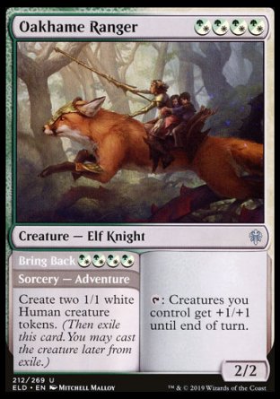 (212/269) Magic The Gathering Throne of Eldraine Single: Oakhame Ranger // Bring Back Holo Uncommon