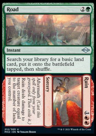 (212) Magic The Gathering Modern Horizons 2 Single: Road // Ruin Uncommon
