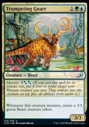 (213/274) Magic The Gathering Ikoria: Lair of Behemoths Single: Trumpeting Gnarr Holo Uncommon