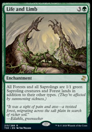 (215/289) Magic The Gathering Time Spiral Remastered Single: Life and Limb Holo Rare