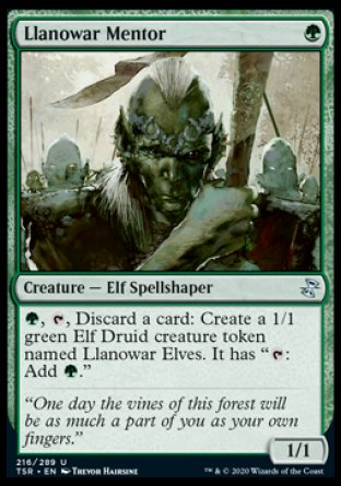 (216/289) Magic The Gathering Time Spiral Remastered Single: Llanowar Mentor Uncommon