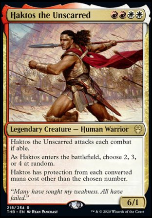 (218/254) Magic The Gathering Theros Beyond Death Single: Haktos the Unscarred Holo Rare