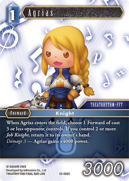 (092) Final Fantasy TCG Hidden Hope Single: Agrias (22-092) Holo Common