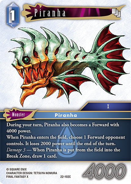 (102) Final Fantasy TCG Hidden Hope Single: Piranha (22-102) Common