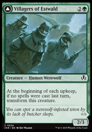 (224) Magic The Gathering Innistrad Remastered Single: Villagers of Estwald / Howlpack of Estwald Holo Common