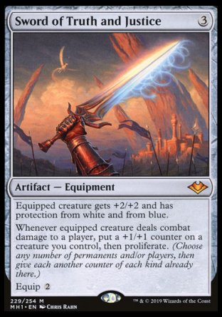 (229/254) Magic The Gathering Modern Horizons Single: Sword of Truth and Justice Holo Mythic