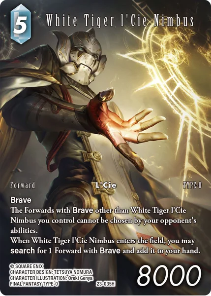 (035) Final Fantasy TCG Hidden Trials Single: White Tiger l'Cie Nimbus (23-035) (V.2) Rare