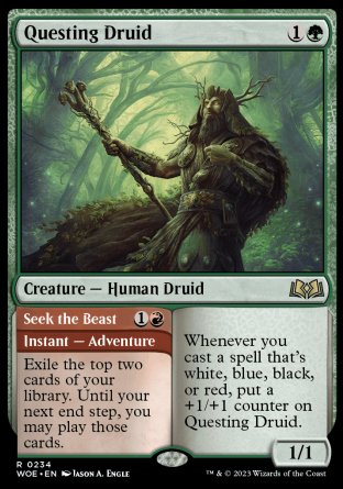 (234) Magic The Gathering Wilds of Eldraine Single: Questing Druid // Seek the Beast Holo Rare