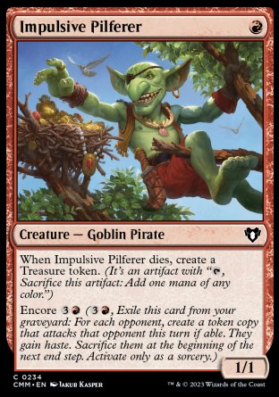 (234) Magic The Gathering Commander Masters Single: Impulsive Pilferer Common