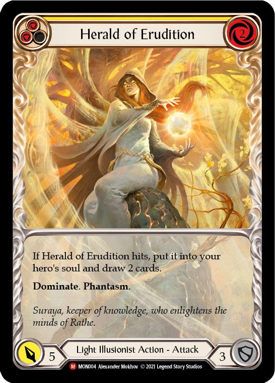 (MON004) Flesh & Blood TCG Monarch - First Single: Herald of Erudition (Extended Art Rainbow Foil) Majestic