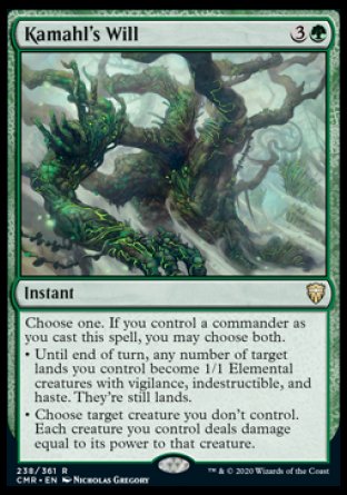 (238/361) Magic The Gathering Commander Legends Single: Kamahl's Will Holo Rare