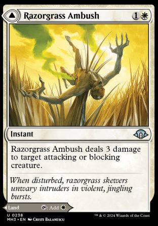 (238) Magic The Gathering Modern Horizons 3 Single: Razorgrass Ambush // Razorgrass Field Holo Uncommon