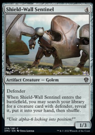 (238) Magic The Gathering Dominaria United Single: Shield-Wall Sentinel Holo Common