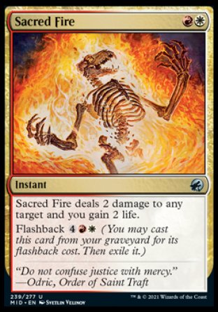 (239) Magic The Gathering Innistrad: Midnight Hunt Single: Sacred Fire Holo Uncommon