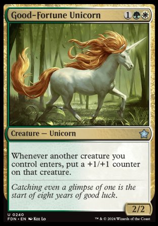 (240) Magic The Gathering Magic: The Gathering Foundations Single: Good-Fortune Unicorn Uncommon