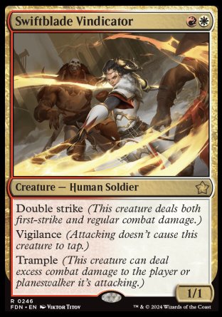 (246) Magic The Gathering Magic: The Gathering Foundations Single: Swiftblade Vindicator Holo Rare